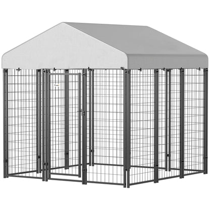 Outdoor Dog Kennel, Waterproof UV-Resistant Cover, 6 x 6 x 6 ft Houses, Kennels & Pens Silver, Black at Gallery Canada