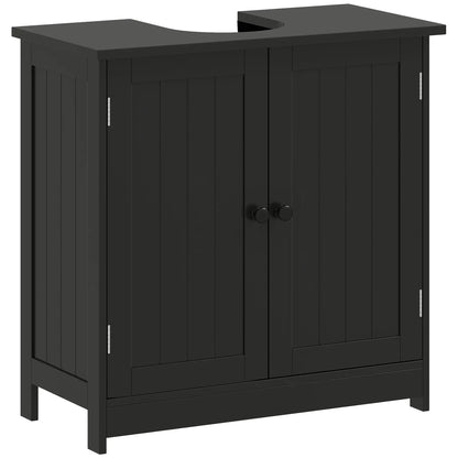 Under Sink Bathroom Cabinet, 2 Doors with Shelf, Black Bathroom Cabinets Black at Gallery Canada