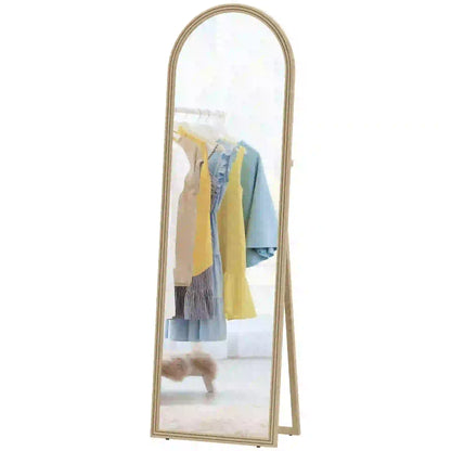64" x 21" Full Length Mirror, Arched Faux Stone Frame, Beige Full Length Mirrors Beige at Gallery Canada