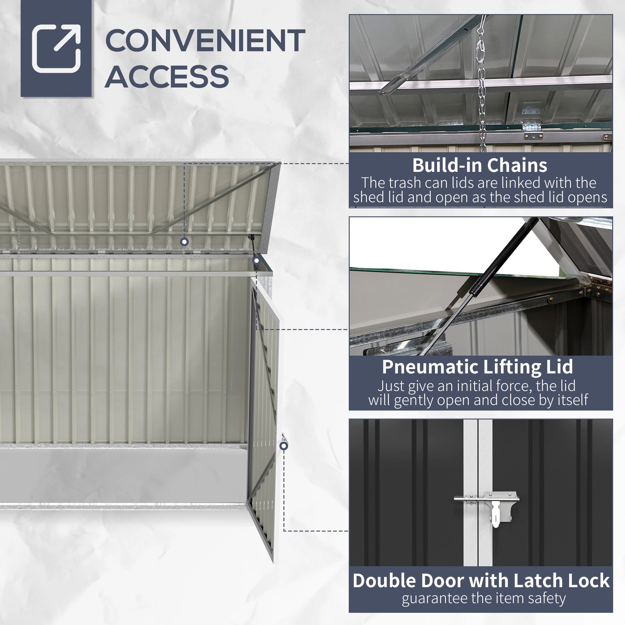 Outdoor Metal Storage Shed, Double Door with Vents, Dark Grey Sheds at Gallery Canada