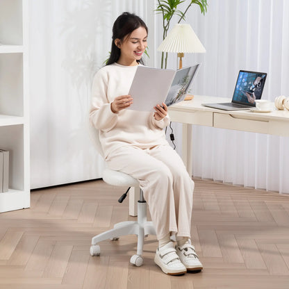 Armless Computer Desk Chair, Office Task Chair, Teddy Fleece, White Office Chairs at Gallery Canada