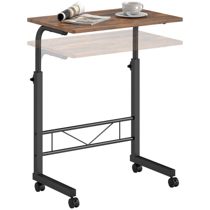Mobile Standing Desk, Adjustable Height, 23.5 Inch, Rustic Brown, Brown Side Tables at Gallery Canada