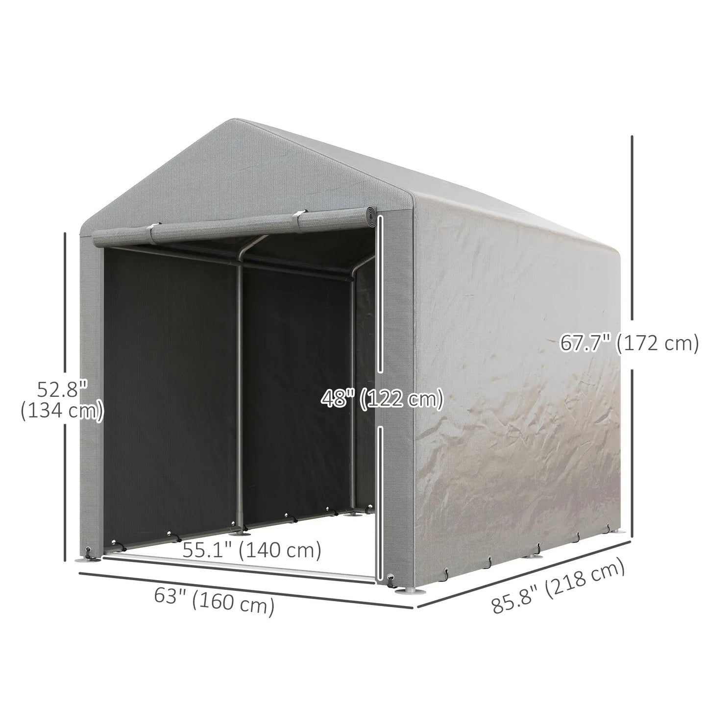 Portable Bicycle Shed, Galvanized Steel Frame, Large Door, Waterproof, Light Grey Sheds at Gallery Canada
