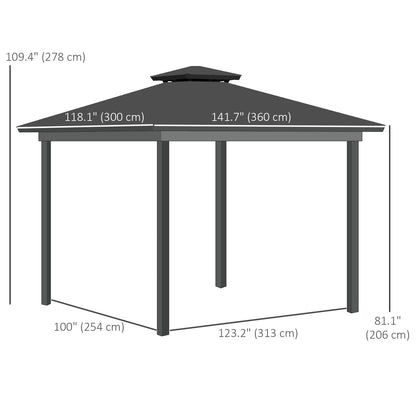 10' x 12' Outdoor Hardtop Gazebo, Steel Frame, Grey Gazebos at Gallery Canada
