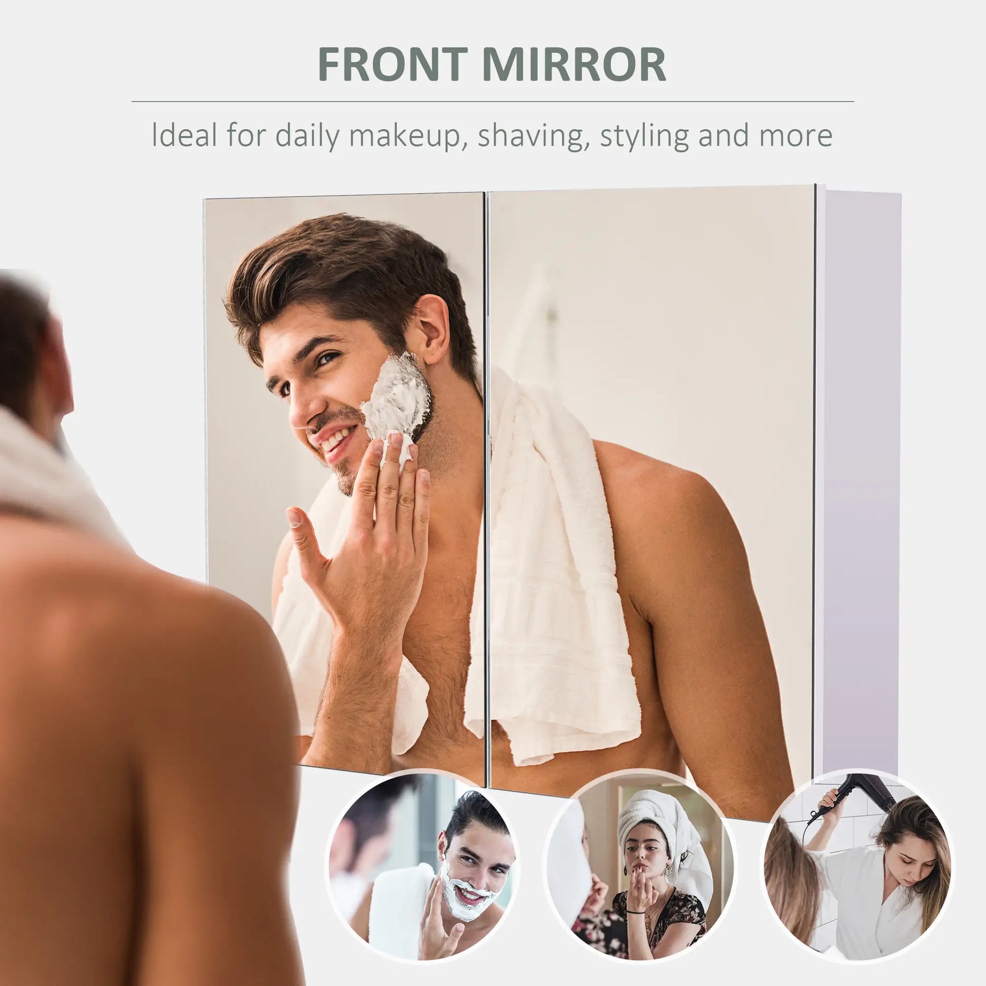 Wall-Mounted Bathroom Mirror Cabinet, Double Doors, Adjustable Shelf, Lilac Mirror Medicine Cabinets at Gallery Canada