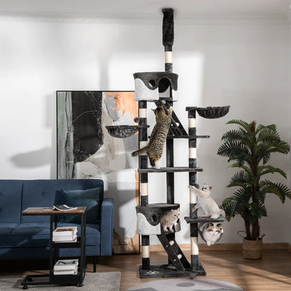 94"-102" Floor to Ceiling Cat Tree, Multi-Level Play House, Scratching Post Floor to Ceiling Cat Trees at Gallery Canada