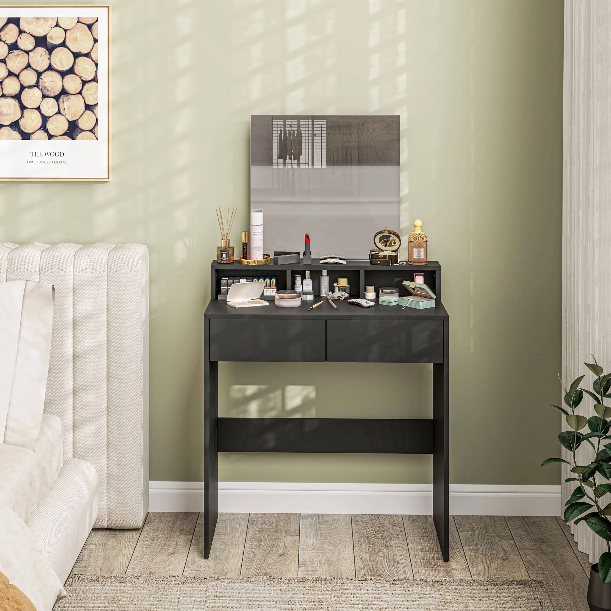 Modern Makeup Vanity Desk with Mirror, Drawers, Black Dressing & Vanity Tables at Gallery Canada