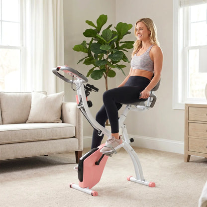 Folding Exercise Bike, 8-Level Magnetic Resistance, Adjustable Seat, Pink Exercise & Stationary Bikes at Gallery Canada