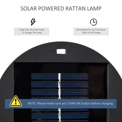 Wicker Solar Floor Lamp, Auto On/Off LED, IP44, Black Solar Post Lamps at Gallery Canada
