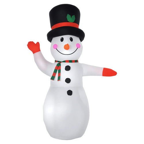 8 Ft Outdoor Lighted Inflatable Christmas Decoration, Waving Snowman
