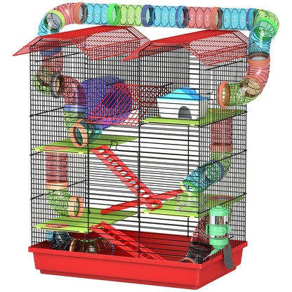 18.5" Hamster Cage, 5 Tiers, With Tunnel Tube System, Red Hamster Cages Red, Black at Gallery Canada