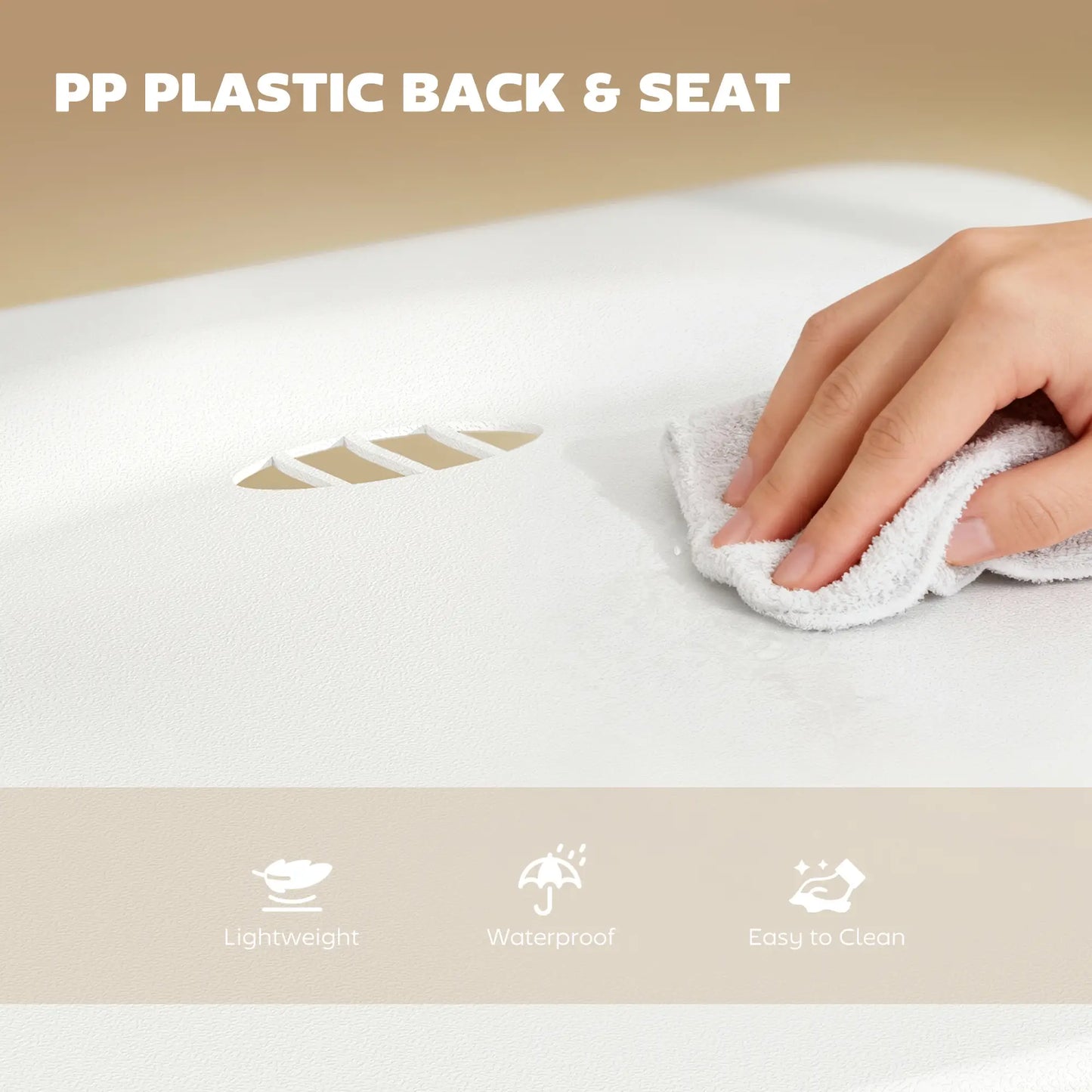 Chaises pliantes lot de 6, plastique avec cadre en acier, blanc