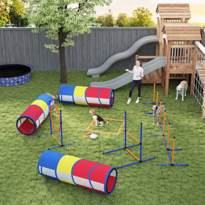 Dog Agility Training Equipment, 11-Piece Obstacle Course, Adjustable Hurdle, Ring, Tunnels, Weave Poles Dog Agility Training Equipment at Gallery Canada