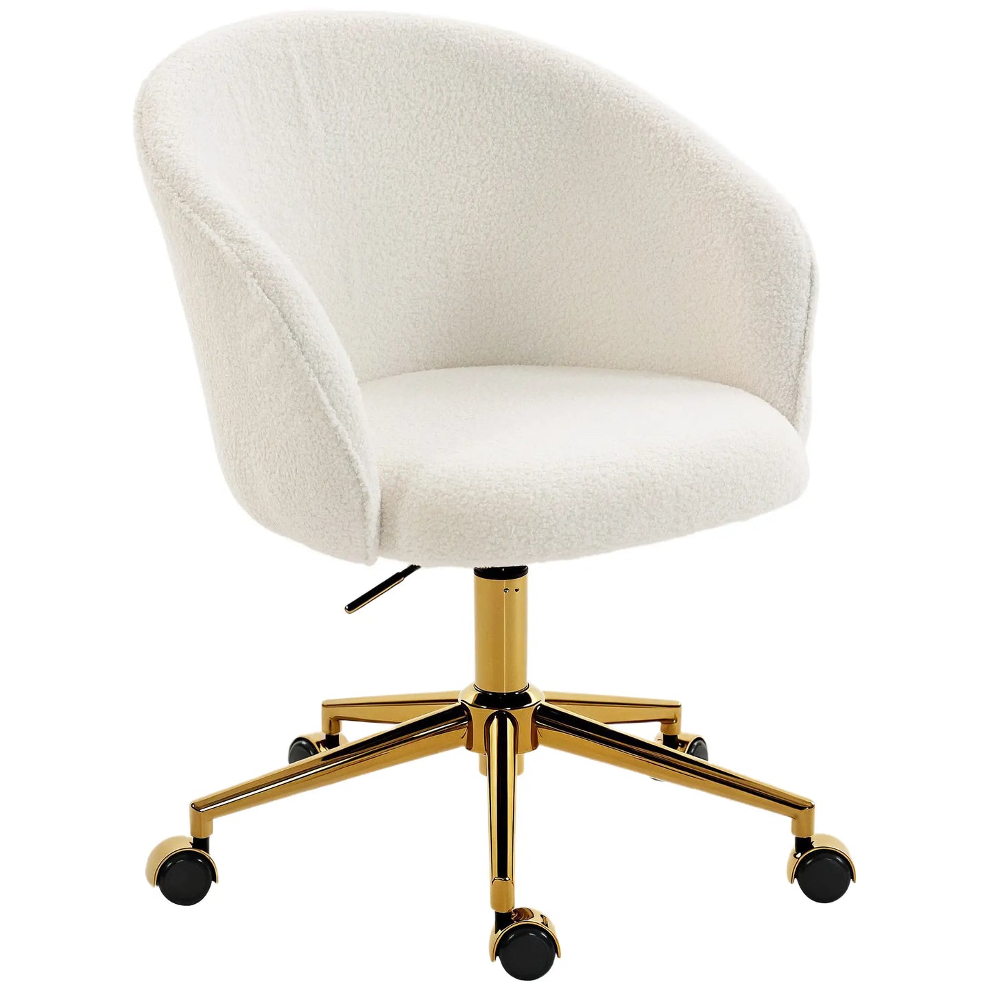 Office Chair, Teddy Fleece Upholstered Vanity Desk Chair, Cream White Task Chairs Cream at Gallery Canada