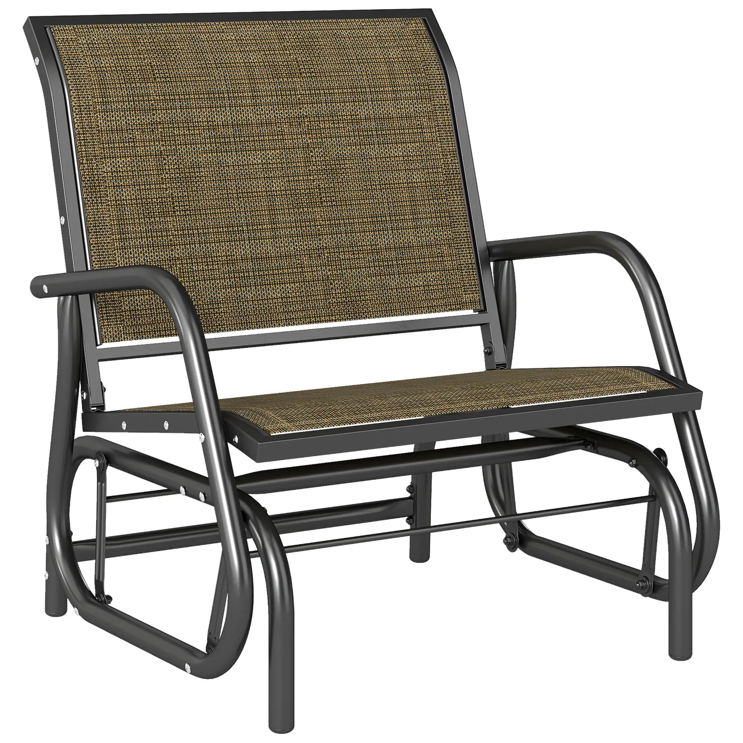 Outdoor Patio Glider Chair, Breathable Mesh Seat, Light Mixed Brown Outdoor Gliders at Gallery Canada