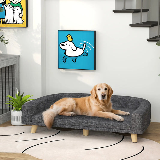 Large Dog Sofa with Washable Cover, Anti-Slip Pads, Dark Grey Dog Sofas Dark Grey at Gallery Canada