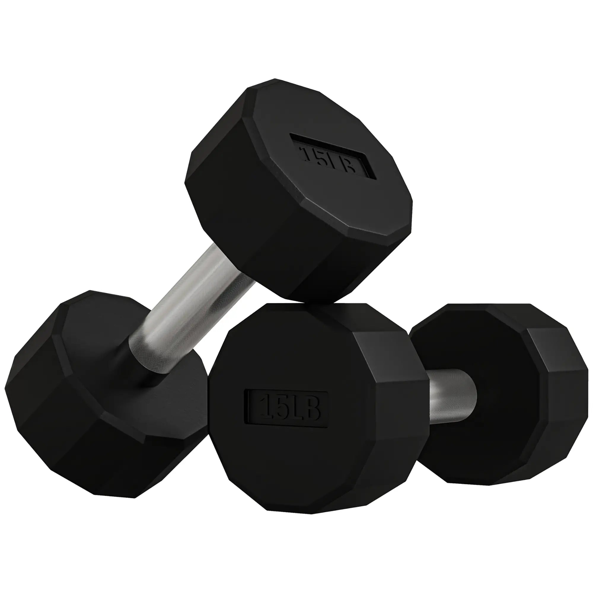 2 x 15lbs Dumbbells Set, Non-Slip Grip, Rubber Covered Weights Dumbbells & Barbells Black at Gallery Canada