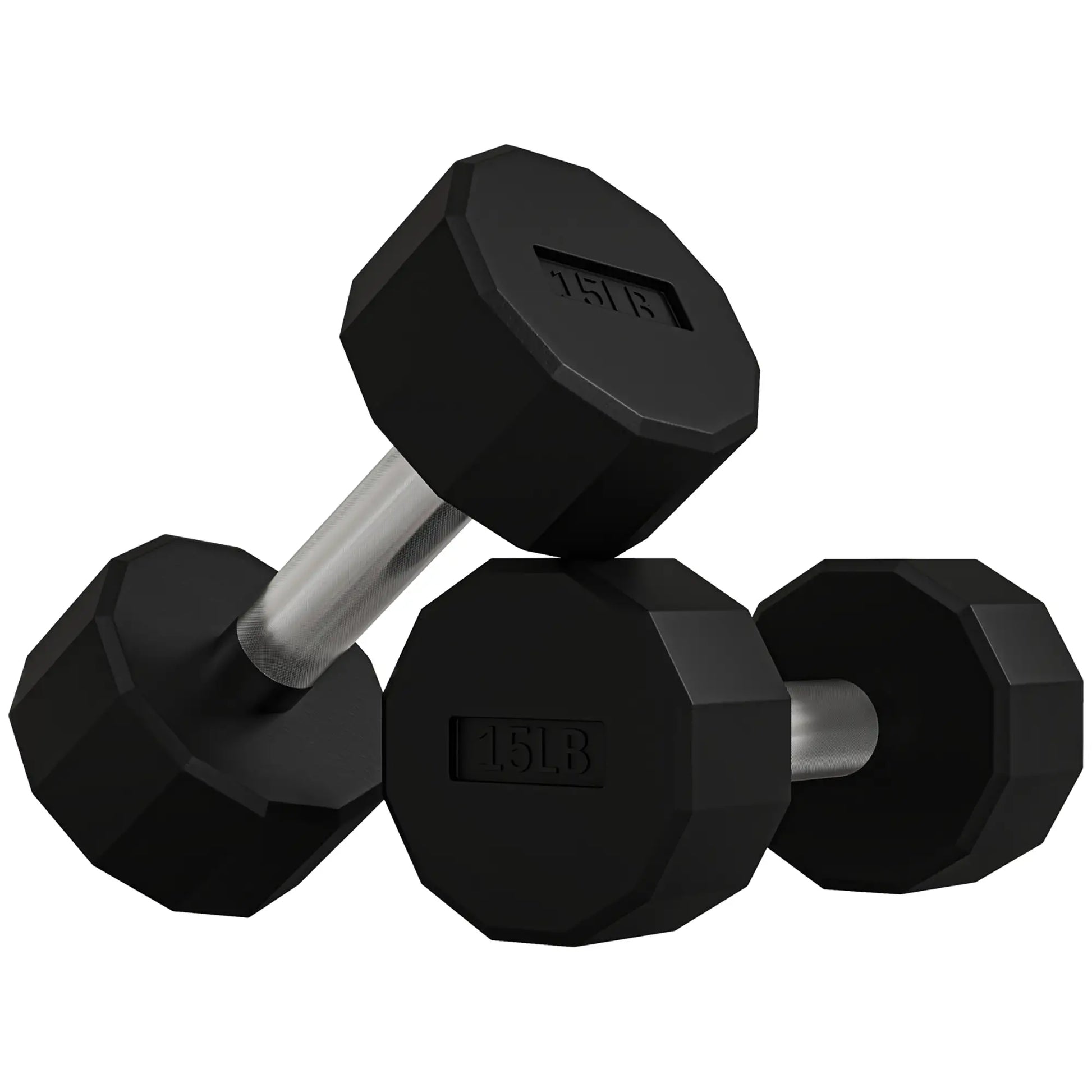 2 x 15lbs Dumbbells Set, Non-Slip Grip, Rubber Covered Weights Dumbbells & Barbells Black at Gallery Canada