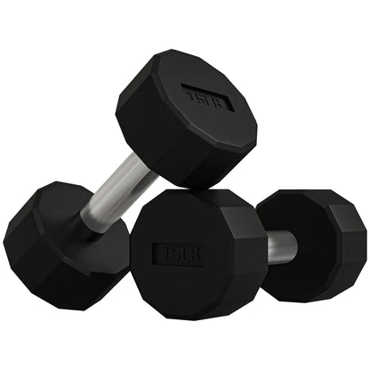 2 x 15lbs Dumbbells Set, Non-Slip Grip, Rubber Covered Weights Dumbbells & Barbells Black at Gallery Canada