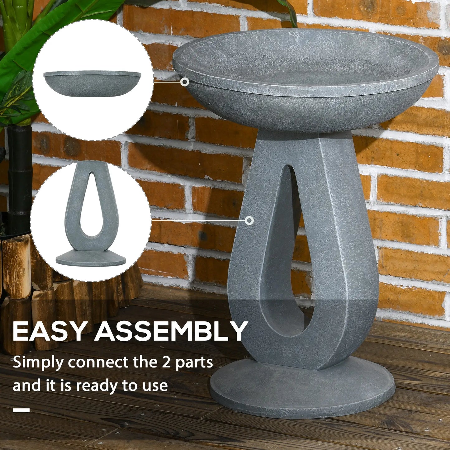 Outdoor Resin Bird Bath, 20.1" Tall, Garden Yard Patio, Stone Look Garden Decor at Gallery Canada