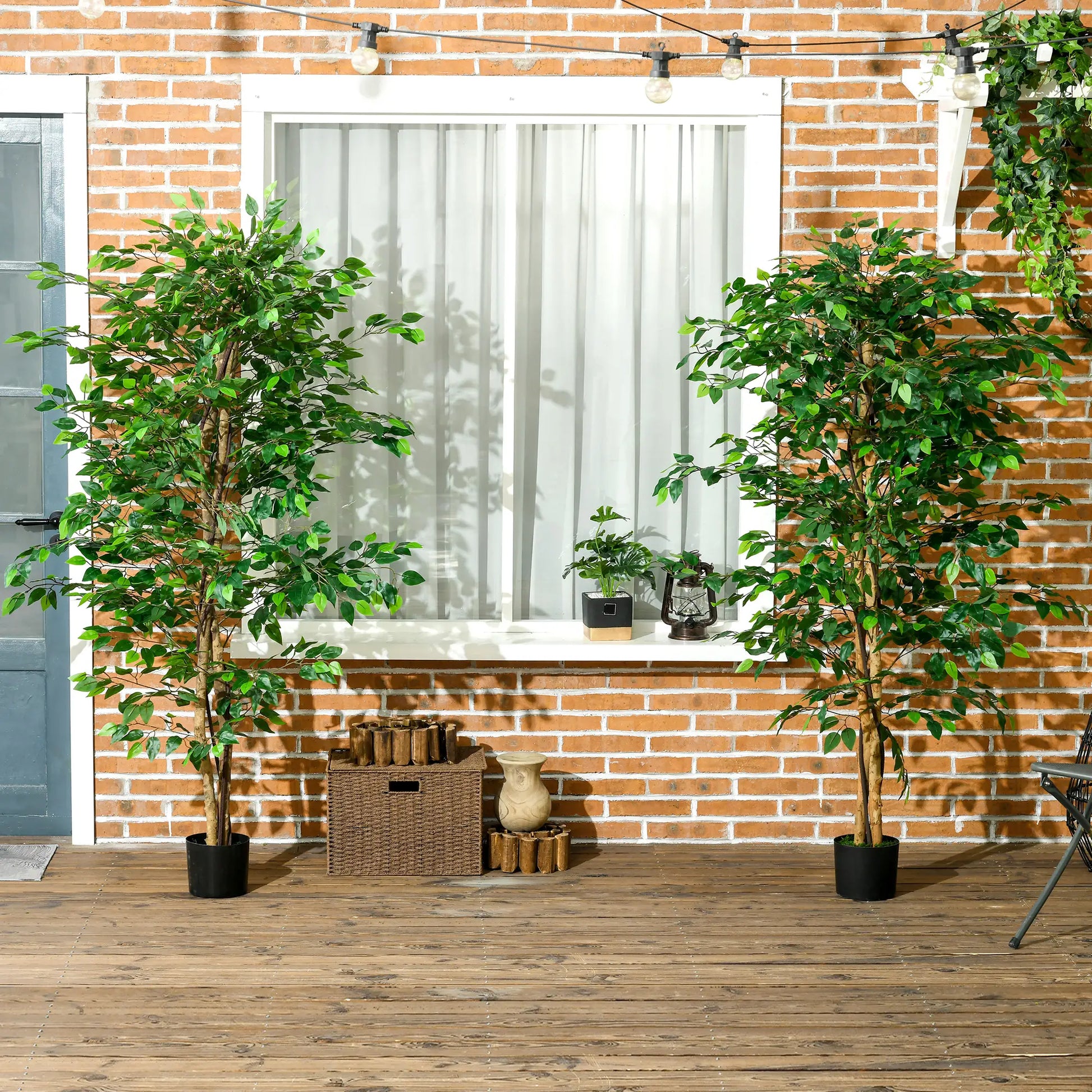 Set of 2 6ft Artificial Ficus Trees, Indoor Fake Plants with Pot Artificial Trees at Gallery Canada