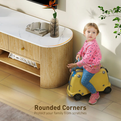 Modern TV Stand, Marble-Effect Top, 3 Drawers, 2 Shelves, 32-65 Inch, Natural TV Stands at Gallery Canada