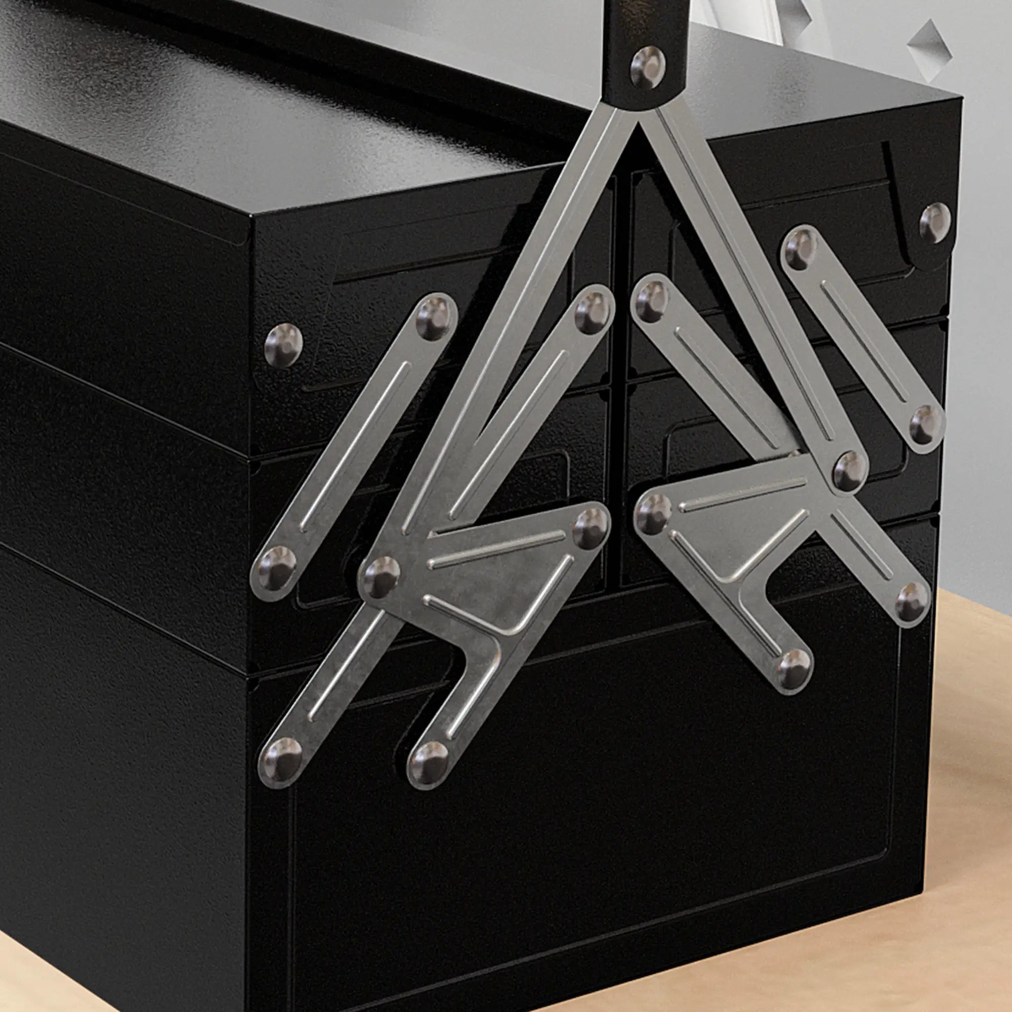 22 Inches Metal Tool Box, 5-Tray Cantilever Steel Chest, Black Tool Organizers at Gallery Canada