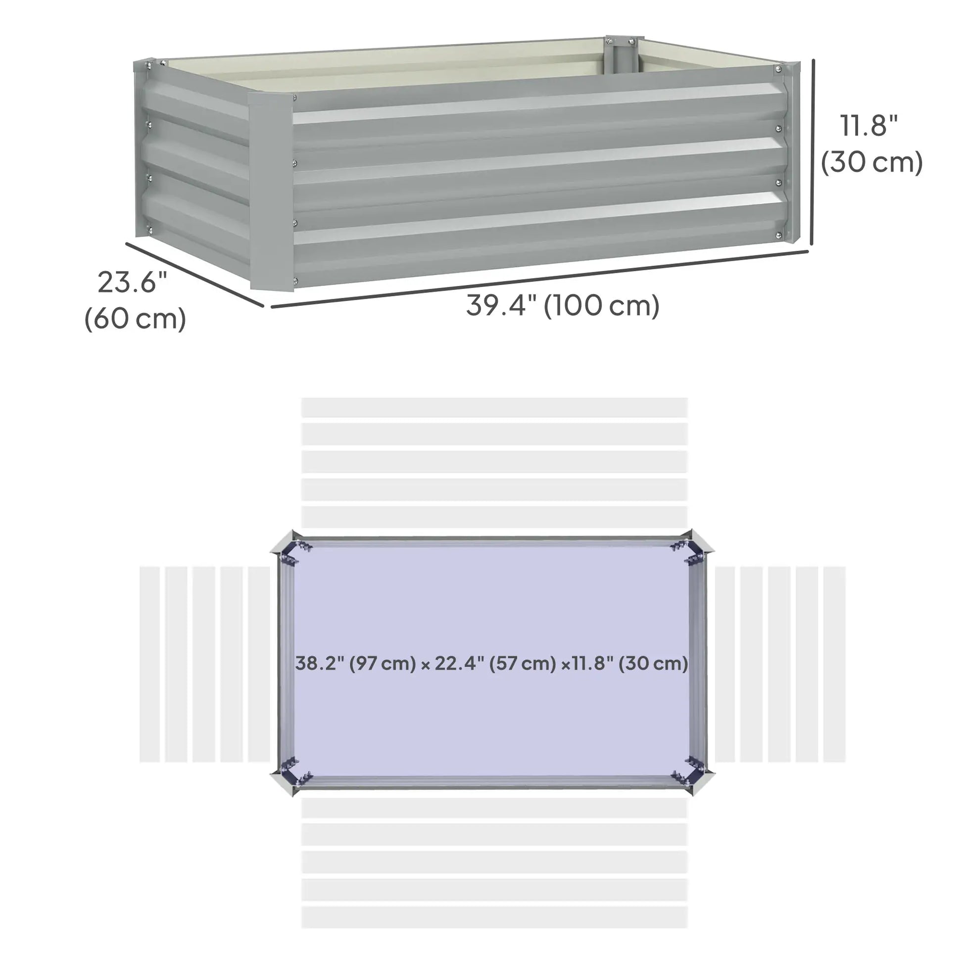 Set of 2 Galvanized Raised Garden Beds, Outdoor Planter Box, Light Grey Raised Garden Beds at Gallery Canada
