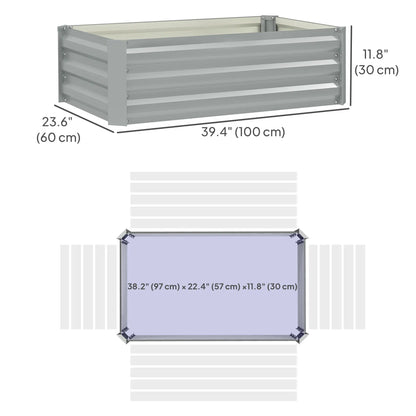 Set of 2 Galvanized Raised Garden Beds, Outdoor Planter Box, Light Grey Raised Garden Beds at Gallery Canada