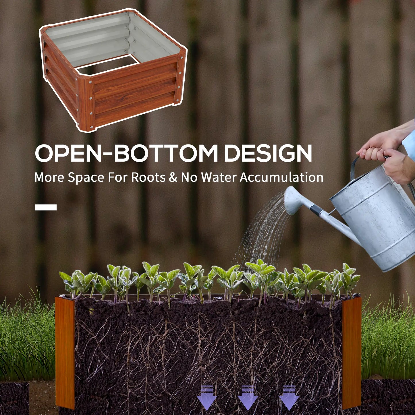 2' x 2' x 1' Raised Garden Bed, Dark Brown Galvanized Planter Boxes at Gallery Canada