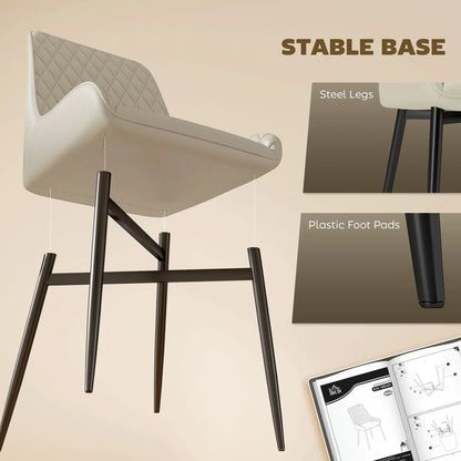 Upholstered Kitchen Chairs Set of 4, Diamond Tufting, Steel Legs, Khaki Dining Chairs at Gallery Canada