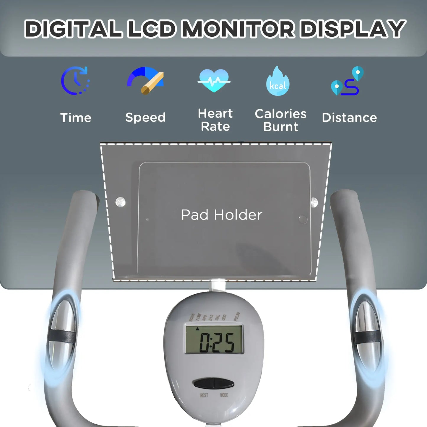 Folding Exercise Bike, 8-Level Magnetic Resistance, LCD Monitor, Grey Exercise & Stationary Bikes at Gallery Canada