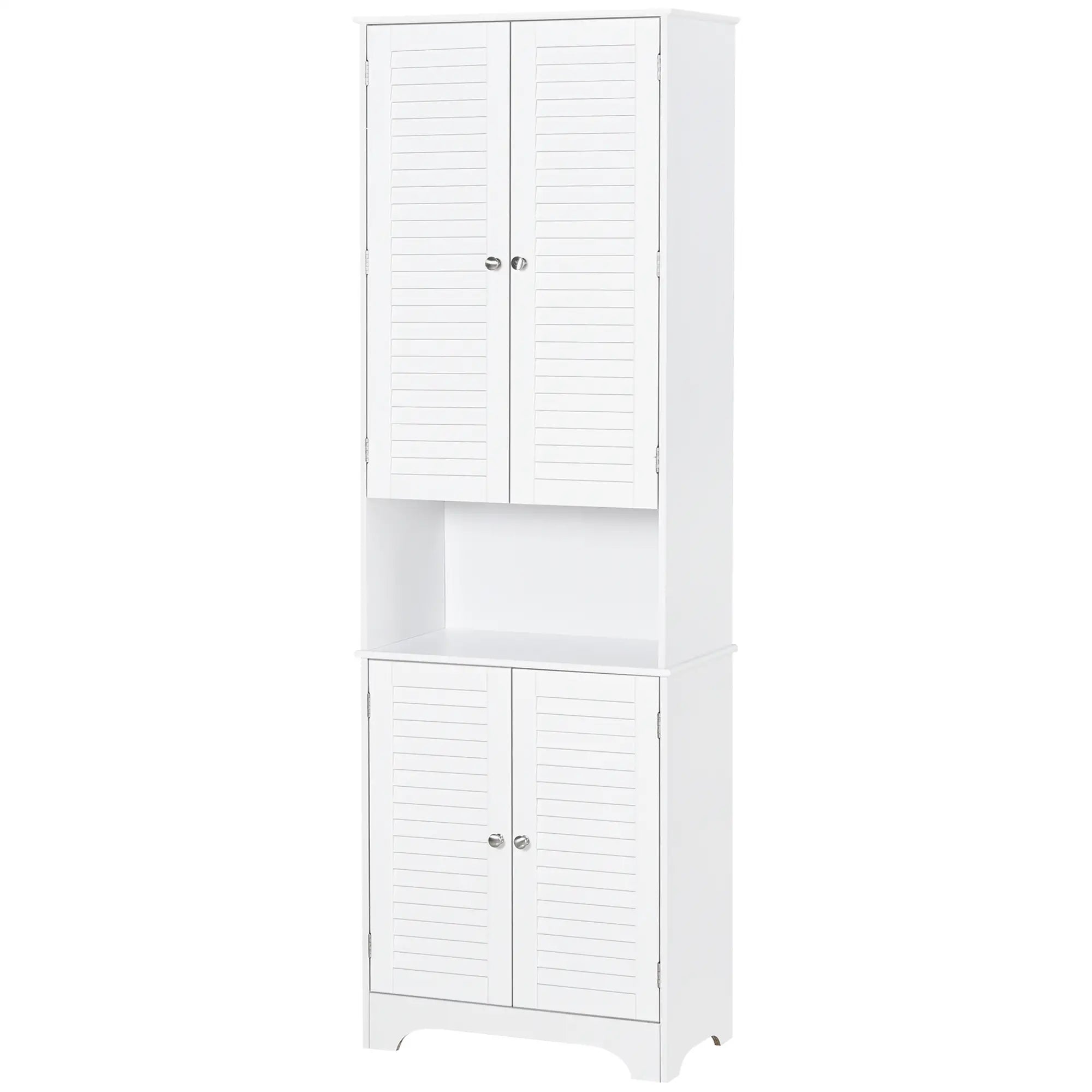 Tall Bathroom Storage Cabinet, 4 Shutter Doors, Adjustable Shelves, White Bathroom Cabinets at Gallery Canada