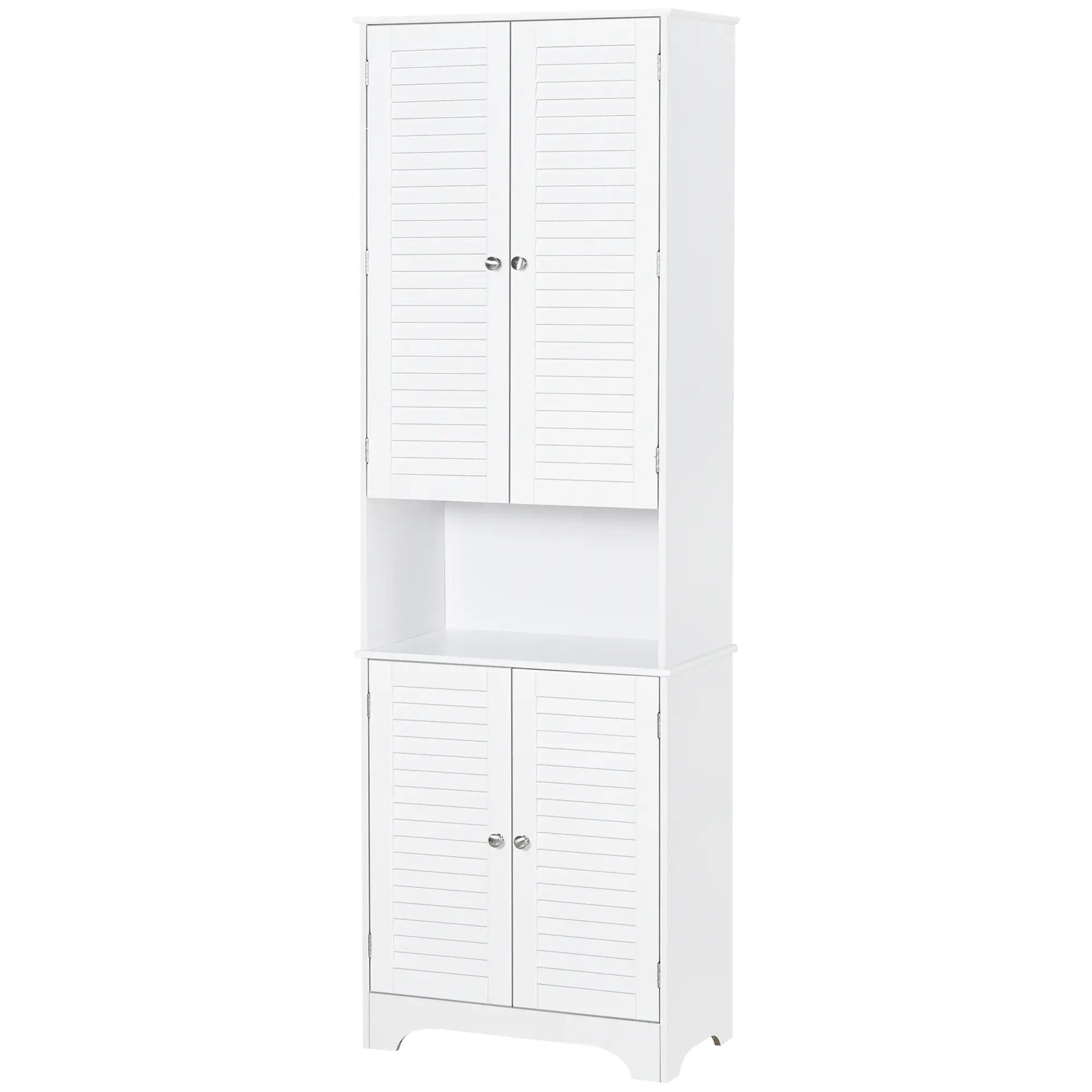 Tall Bathroom Storage Cabinet, 4 Shutter Doors, Adjustable Shelves, White Bathroom Cabinets at Gallery Canada