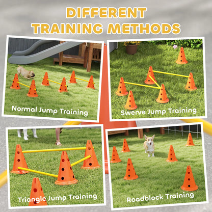 Dog Agility Hurdle Set, 6 Cones & Poles, Orange Dog Agility Training Equipment at Gallery Canada