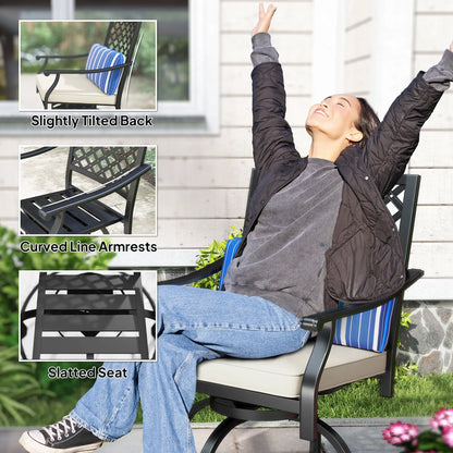 Outdoor Bar Stools Set of 2, Swivel Patio Chairs with Cushion