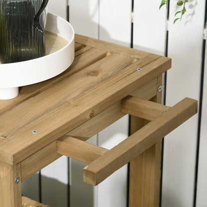 Outdoor Bar Cart, Wood Rolling Serving Cart, 2 Shelves, Wine Bottle Holders Cooler Boxes at Gallery Canada