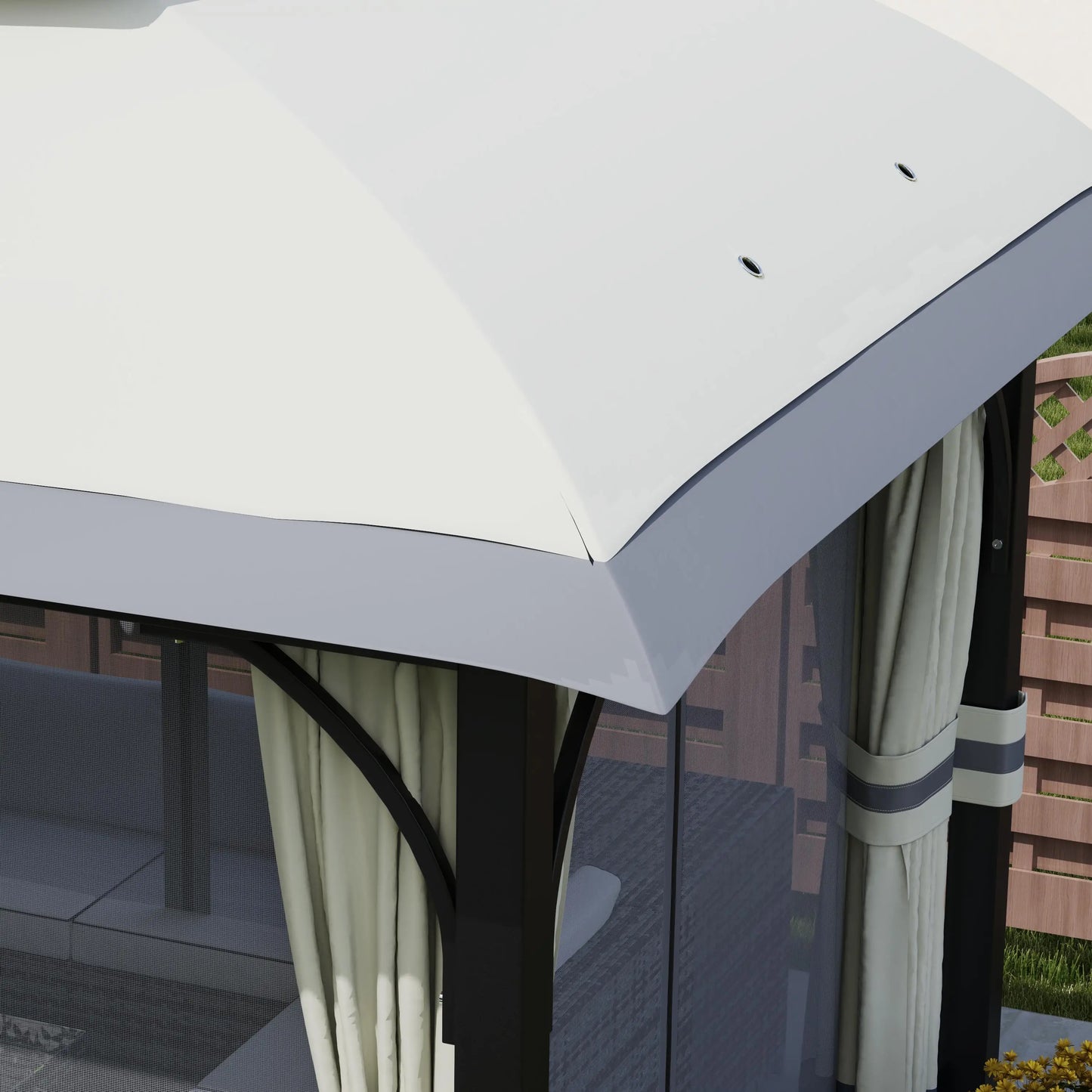 11' x 13' Patio Gazebo, Double Roof Canopy with Netting, Light Grey Gazebos at Gallery Canada