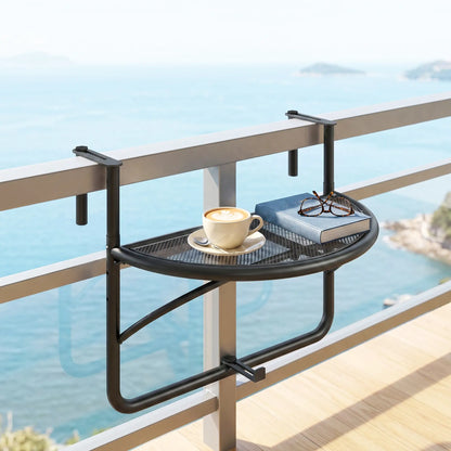 Adjustable Balcony Hanging Rail Table, Metal Mounting Mini Wall Desk, Black Balcony Table Hanging at Gallery Canada