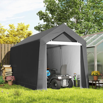 7' x 12' Outdoor Storage Shed, Portable Garage, Roll-up Door, Dark Grey Car Shelters at Gallery Canada