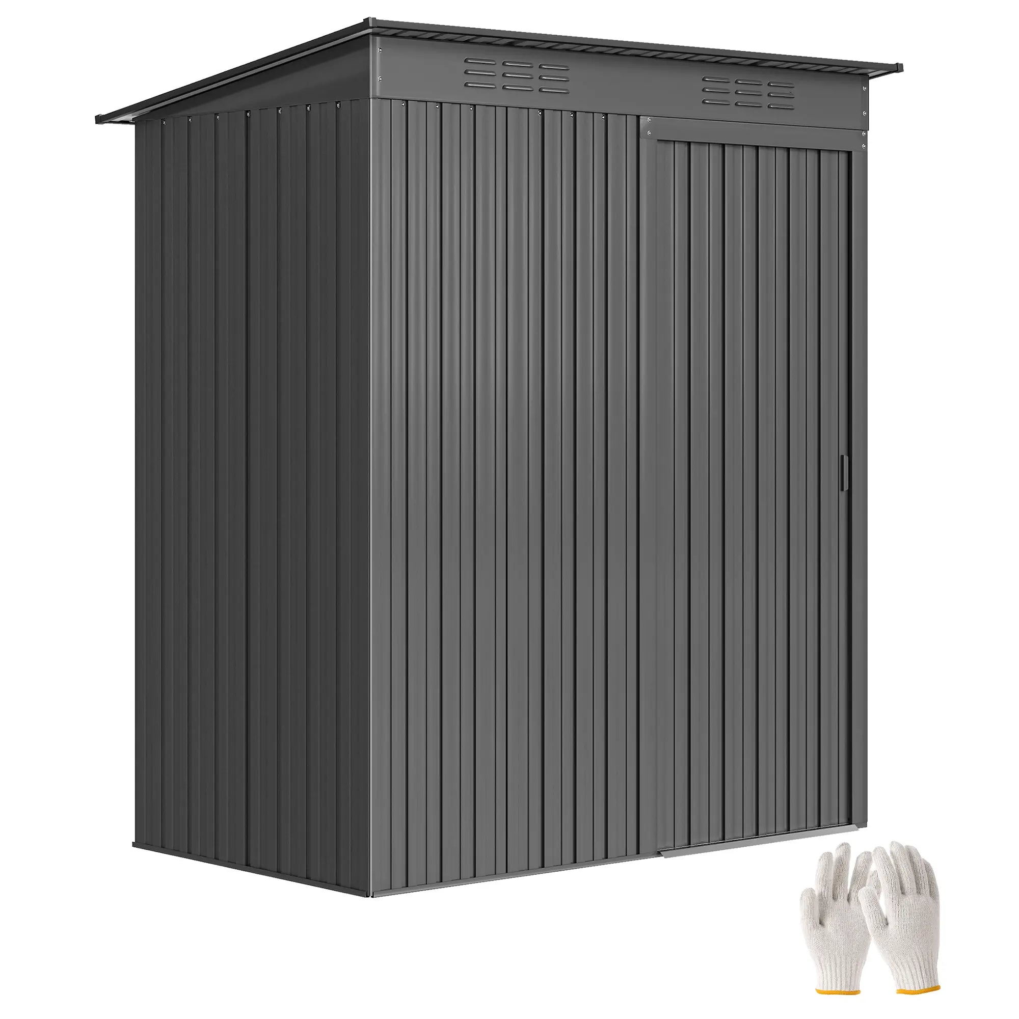 5.2' x 3.5' Metal Garden Shed, Easy Assembly Outdoor Storage, Dark Grey Sheds at Gallery Canada