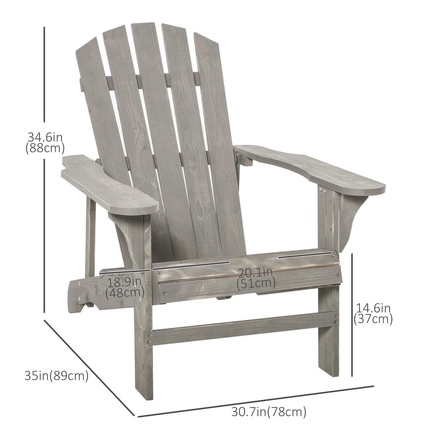 Wood Adirondack Chair, Outdoor Patio Chair, Slatted Design, Light Grey Patio Chairs at Gallery Canada