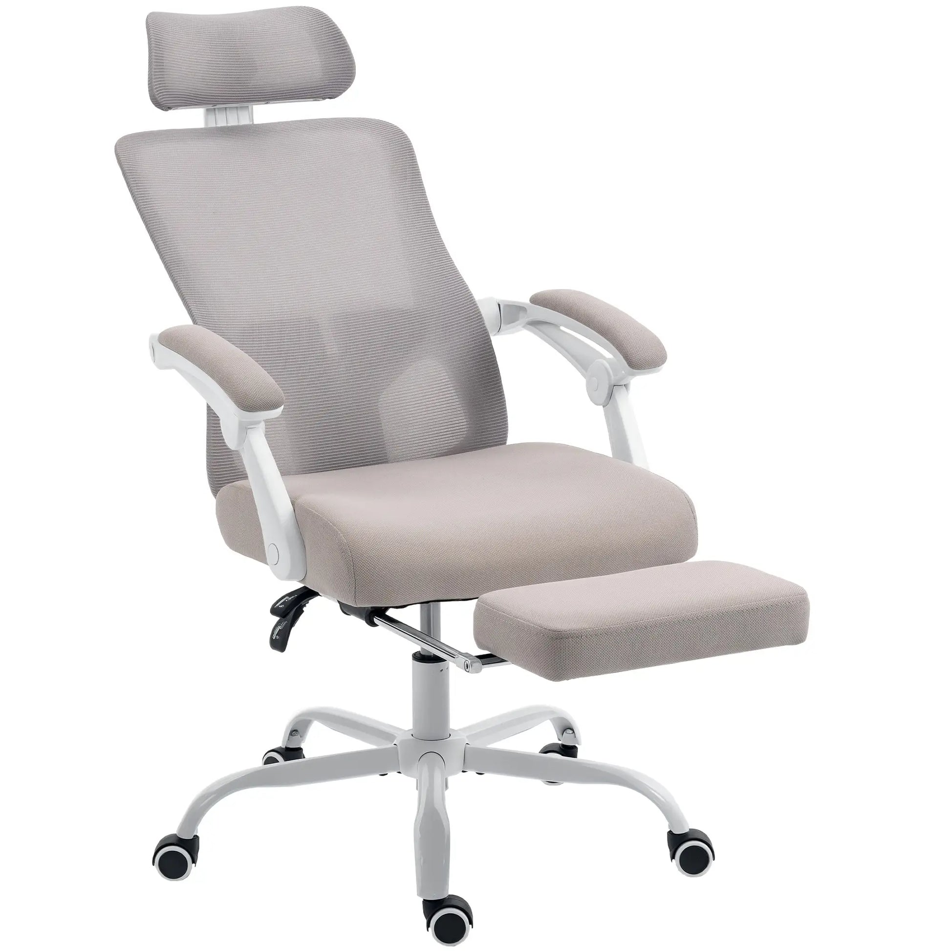 Ergonomic Office Chair, Mesh Reclining Desk Chair, Adjustable Lumbar Support, Headrest, Grey Office Chairs at Gallery Canada