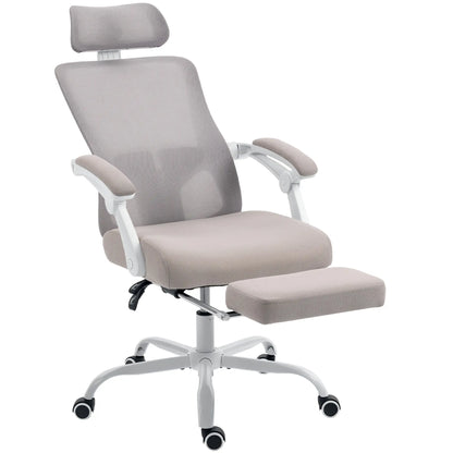 Ergonomic Office Chair, Mesh Reclining Desk Chair, Adjustable Lumbar Support, Headrest, Grey Office Chairs at Gallery Canada