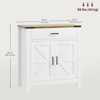 Farmhouse Buffet Cabinet, 1 Drawer, Storage Cabinet, Adjustable Shelf, White Bar Cabinets at Gallery Canada