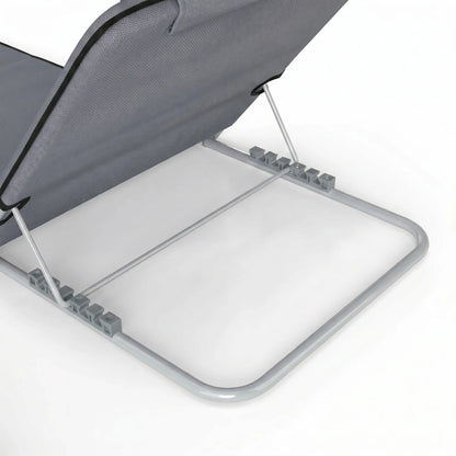 2 Pieces Beach Lounge Chair, Outdoor Folding Chaise, Grey Lounger Chairs at Gallery Canada