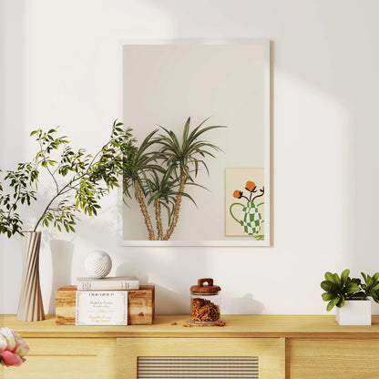 22" x 30" White Rectangular Wall Mirror, Bathroom Living Room Bedroom Entryway, White