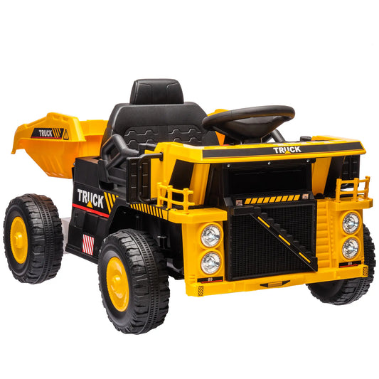 12V Kids Ride On Dump Truck, Construction Vehicle, Electric Dump Bed Kids Ride On Excavators Yellow at Gallery Canada