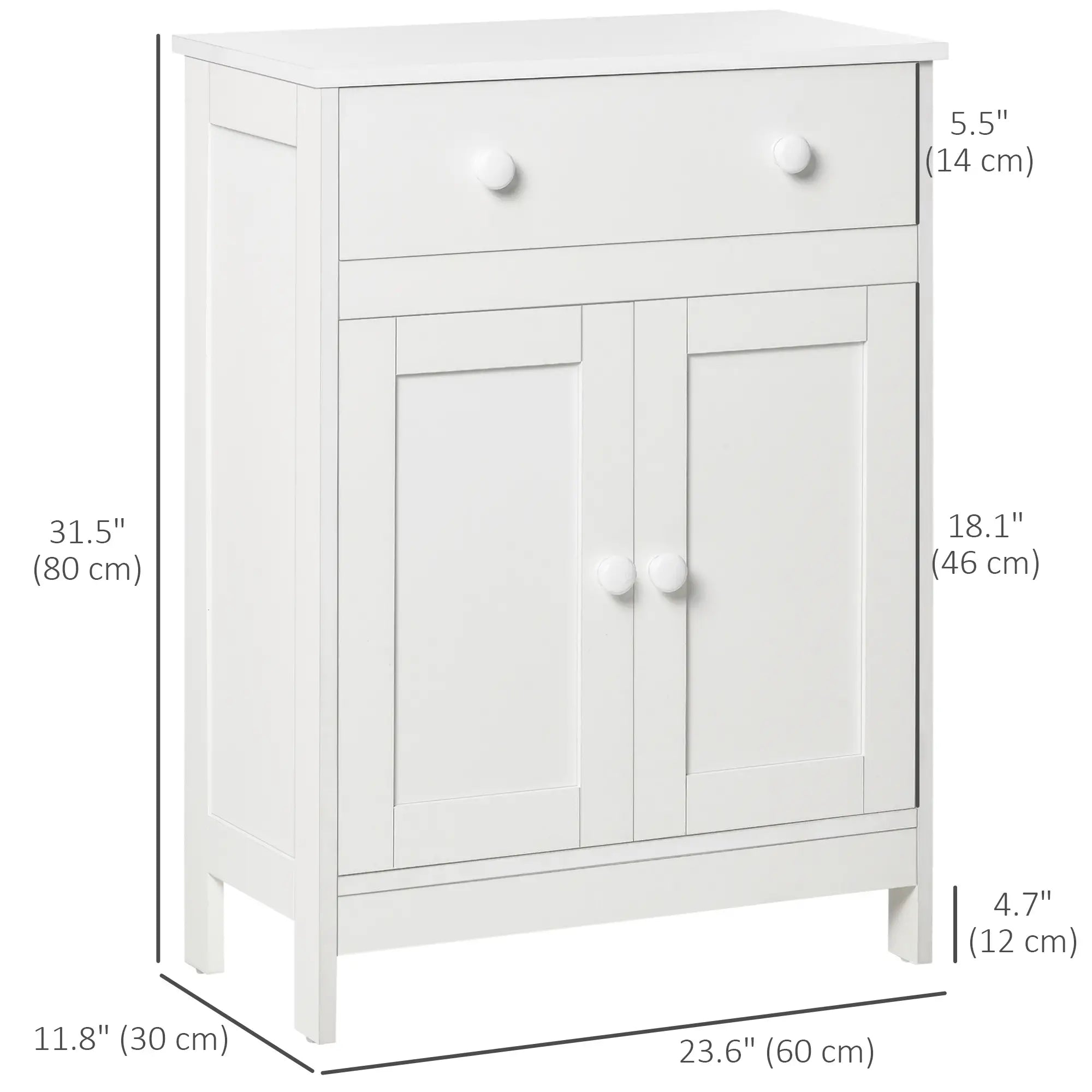 Bathroom Cabinet, Freestanding Sideboard with Drawer, Adjustable Shelf, White Bathroom Cabinets at Gallery Canada