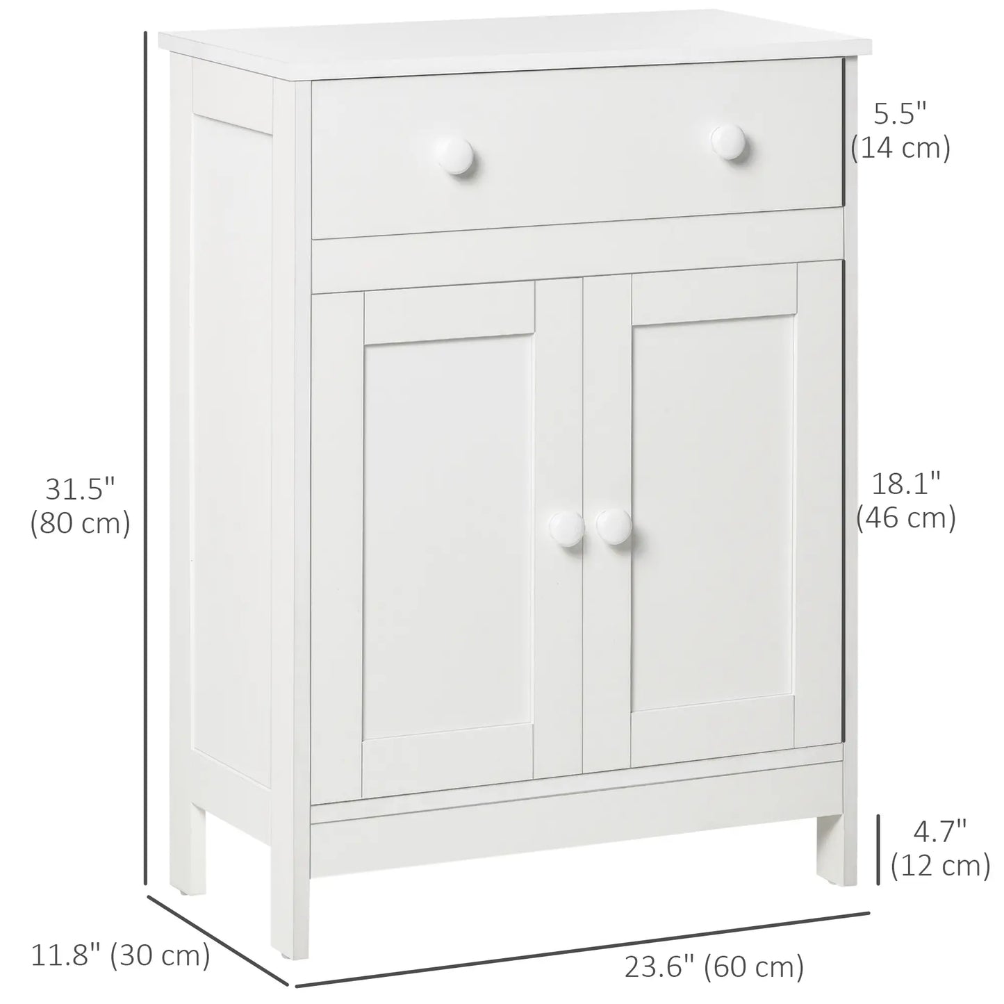 Bathroom Cabinet, Freestanding Sideboard with Drawer, Adjustable Shelf, White Bathroom Cabinets at Gallery Canada